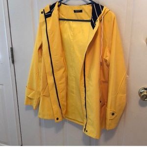 Yellow Rain Coat with Hood and Pockets